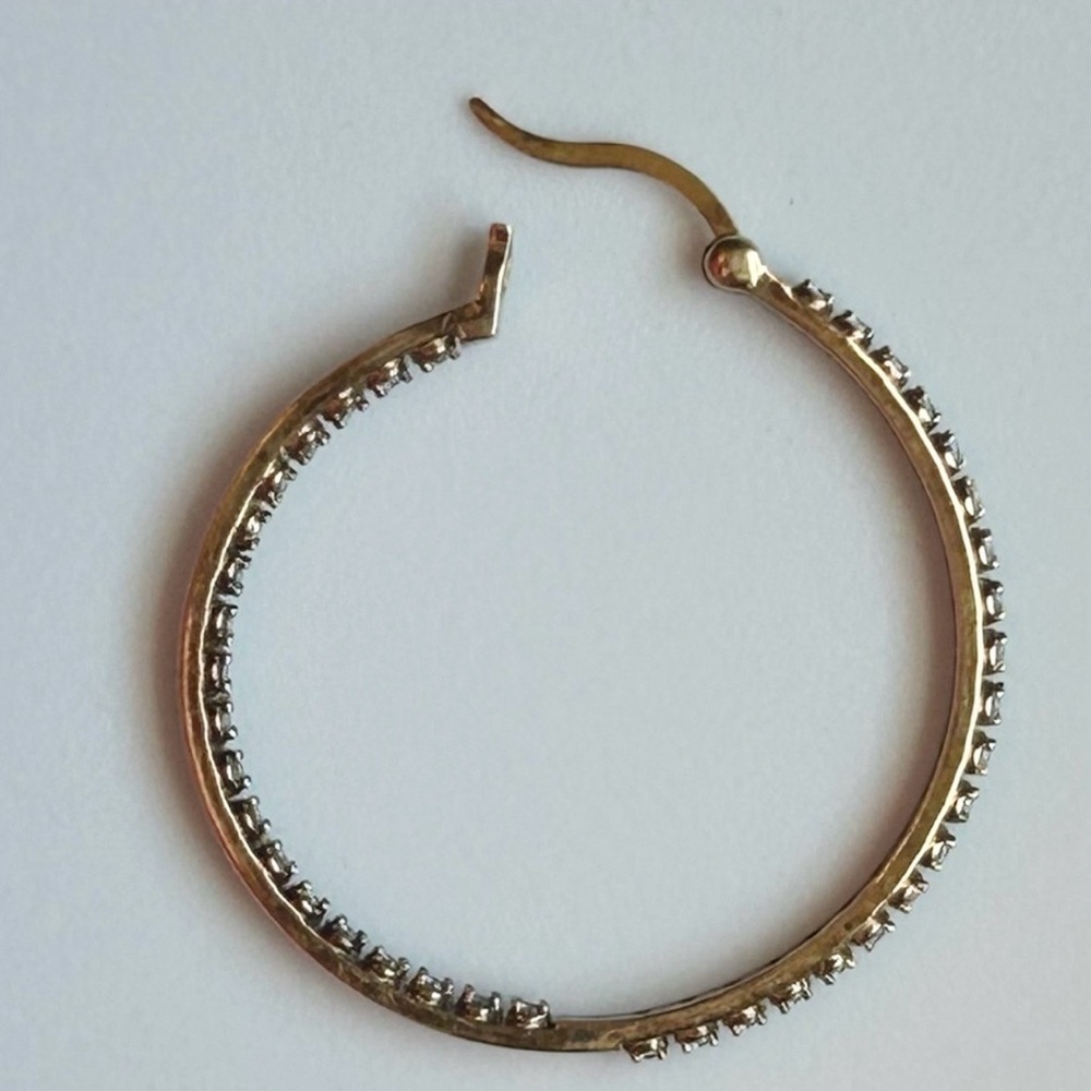 Dee Berkley Gold Vermeil Inside Out CZ Crystal Hoop Earrings 925 Sterling Silver - Picture 11 of 15